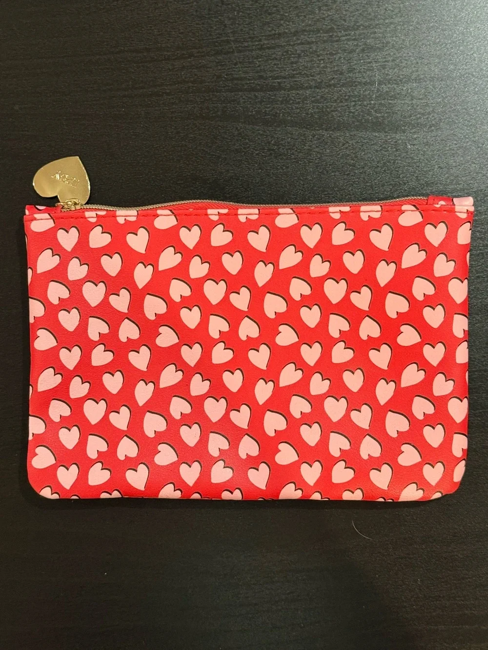 IPSY Pink Heart Print Makeup Bag Cosmetic Pouch Travel Organizer Zip Case ❤️